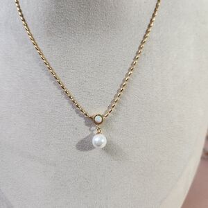 Gold Opal And Pearl Necklace